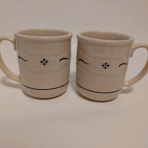 Longaberger WOVEN TRADITIONS Blue12 oz Mug, 4", USA, Woven Basket Raised…